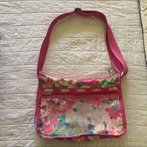 LeSportsac watercolor pink hobo bag